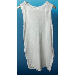 Athleta Sweater‎ Sleeveless Vest Tunic Tank Top White Knit Women Medium Preppy